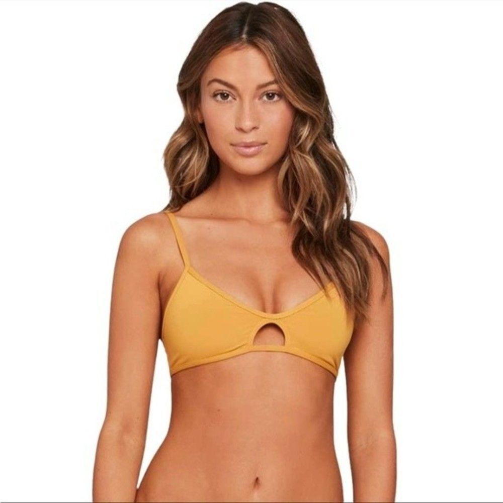 L*SPACE Ross Bralette Keyhole Strappy Bikini Top in Bronze Womens Size Small